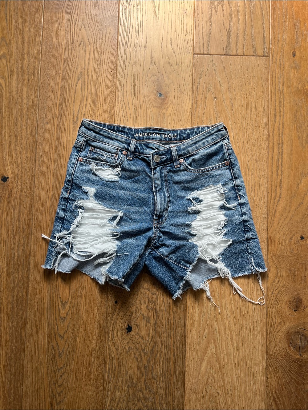 American Eagle Outfitters Ripped Blue Denim Jean Shorts